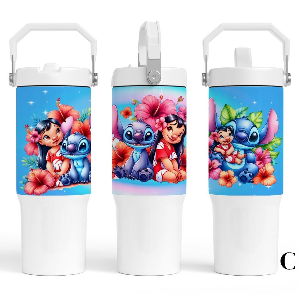 Custom Personalized Disney Lilo & Stitch 30 oz tumbler with handle flip straw. B